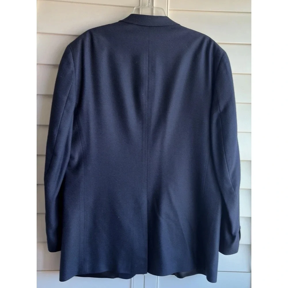 Jos A. Bank 46L Navy Wool Bamboo Rayon Sport Coat Blazer 2 Button Classic Mens